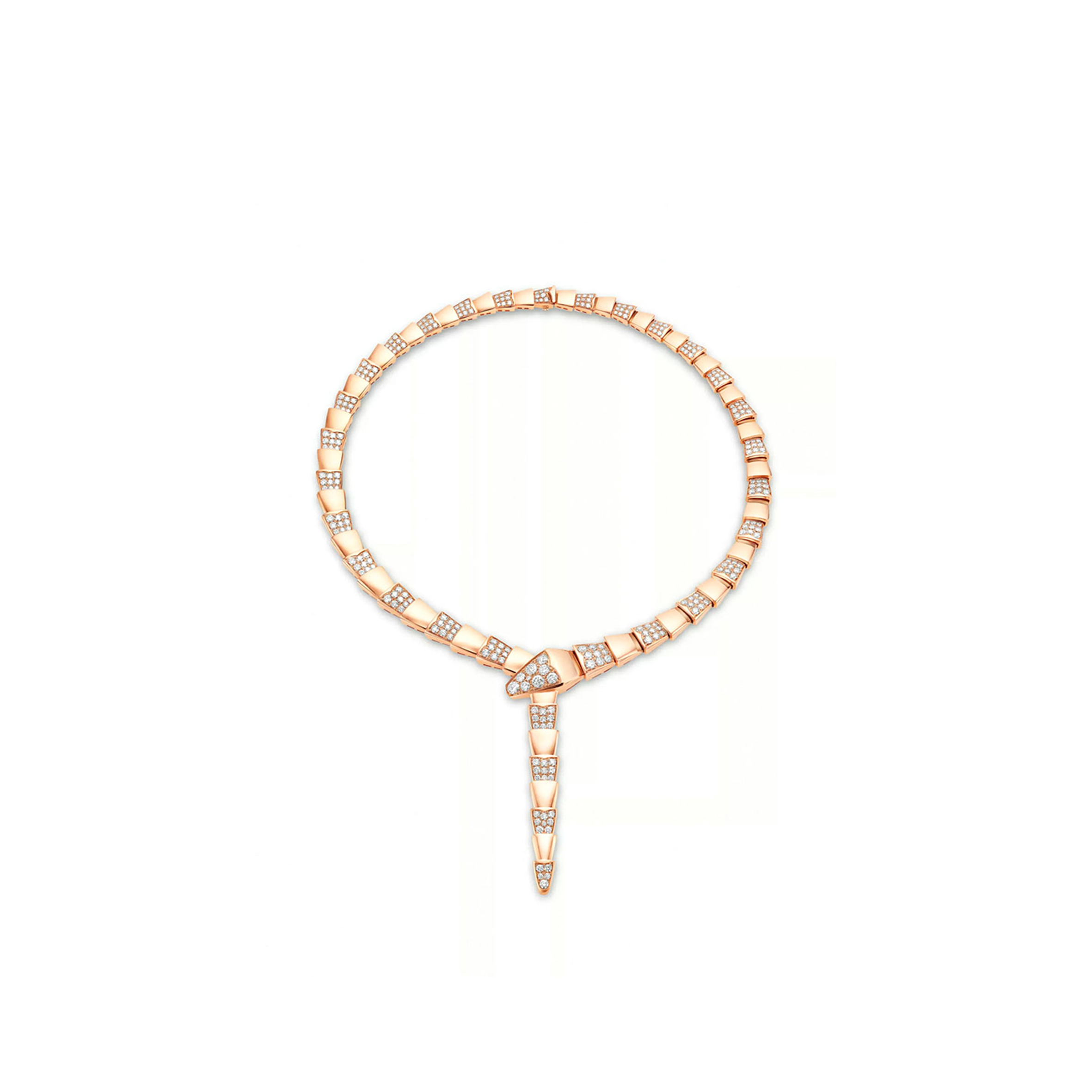BVLGARI SERPENTI 18KT PINK GOLD NECKLACE WITH PAVÉ DIAMONDS 